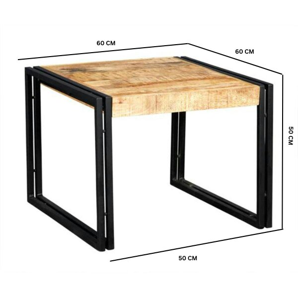 Wyld Haus Toivakka Industrial Reclaimed Wood and Metal Small Coffee Table