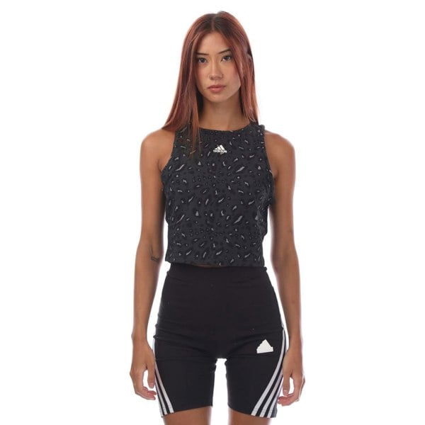 Adidas Womens/Ladies Essentials Animal Print Crop Top - Grey/Black