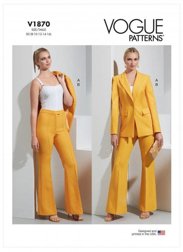 Vogue Sewing Pattern 1870, Jackets, Trousers, Suits for Women, B5 (8-10-12-14-16) - Advanced