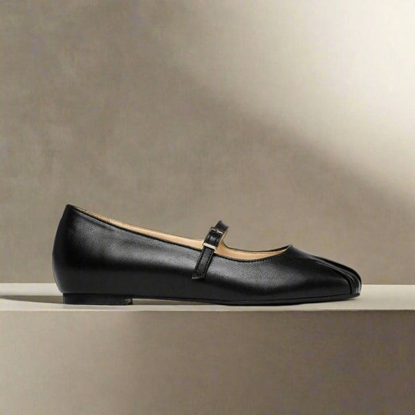 rosemary black ballerina shoe side view
