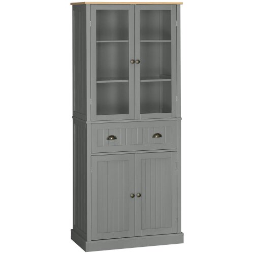 Wyld Haus Todi Hael Wooden Grey 180 cm Tall Kitchen Pantry Cabinet Adjustable Shelves And Drawer Storage