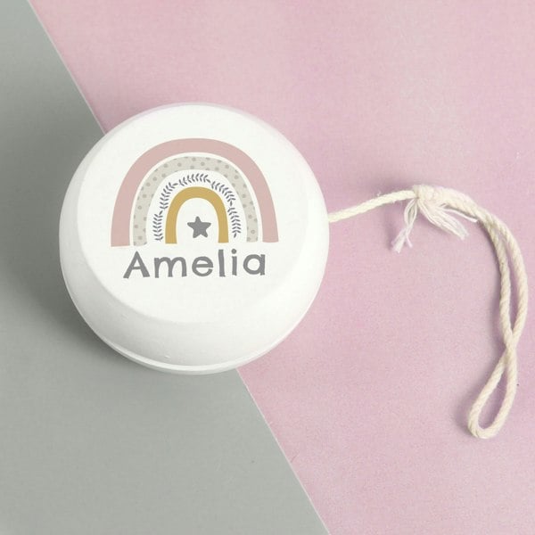 Personalised Memento Company Personalised Rainbow White Wooden Yoyo