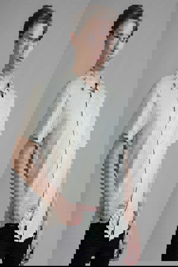 ENORSIA Jersey Searsucker Stripe Short Sleeve Shirt