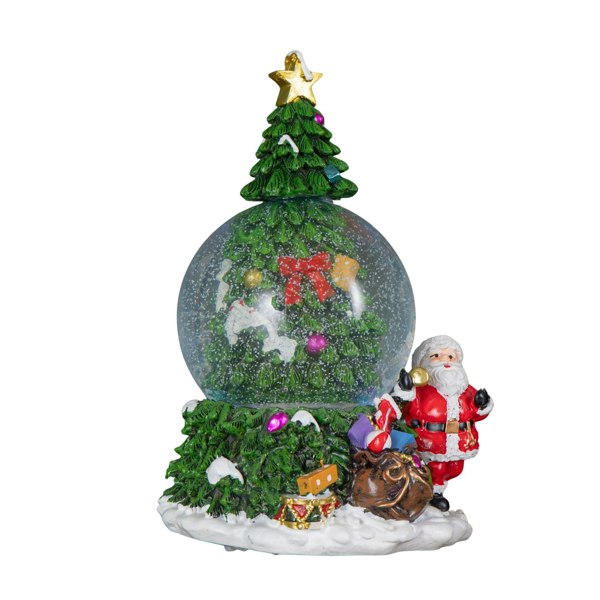 Samuel Alexander 10cm Battery Powered Musical Tree Santa Spin Snowsphere with Colour Changing LEDs