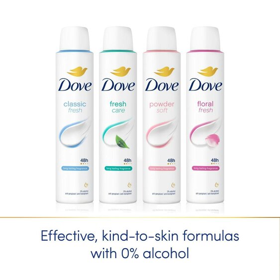 Dove Anti-Perspirant Deodorant Fresh 12x200ml, 48H Sweat Protection for Women