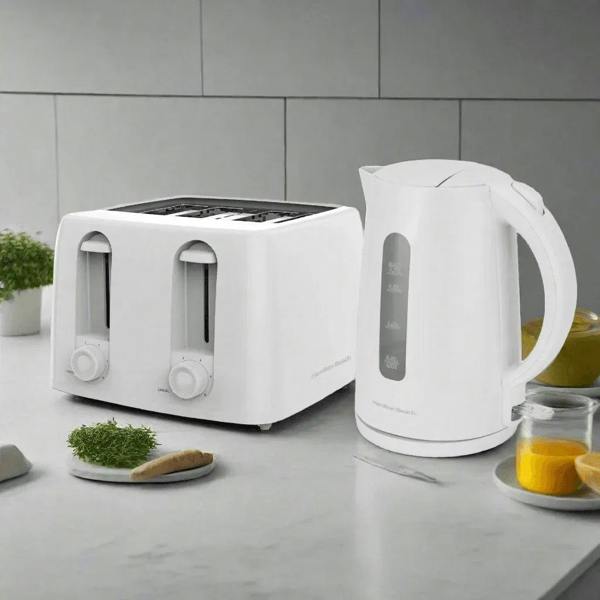 Hamilton Beach Essential Rapid Boil Kettle & 4 Slice Toaster Set - White - Hamilton Beach UK