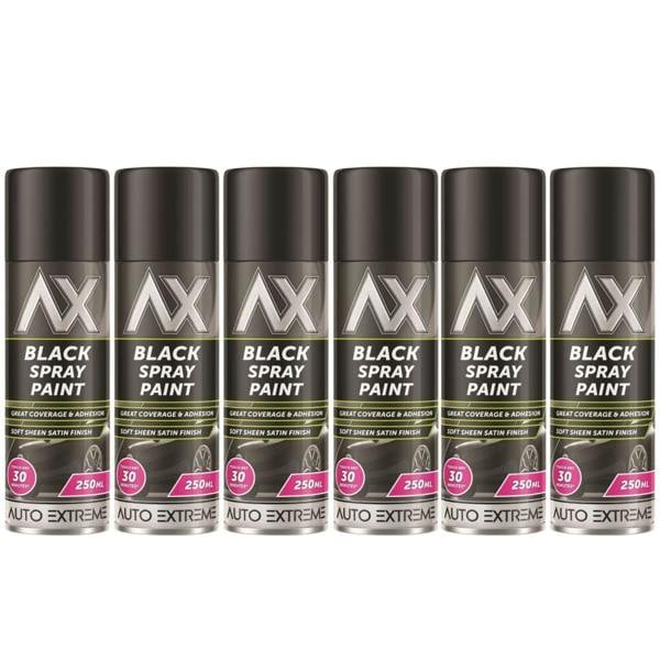 Auto Extreme 6X Auto Extreme Black Satin Spray Paint 250ml