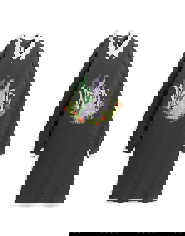 Wicked Girls Black Flower Sweat Dress Sweatshirt Dress