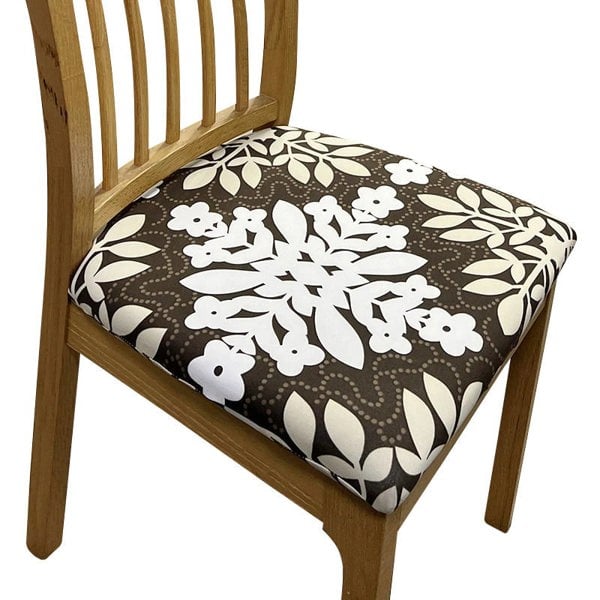 Anyseat Chair Cover Brown Flower Flakes Print Stretch Seat Cover for Home Dinning Kitchen Washable Removable