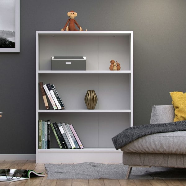 Furniture To Go Basic Low Wide Bookcase (2 Shelves) in White