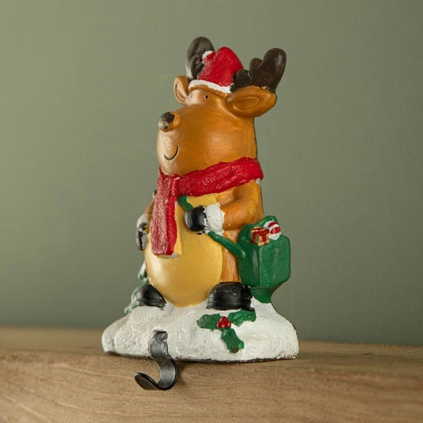 Samuel Alexander 13cm Premier Christmas Stocking Hanger Decoration in Reindeer Design