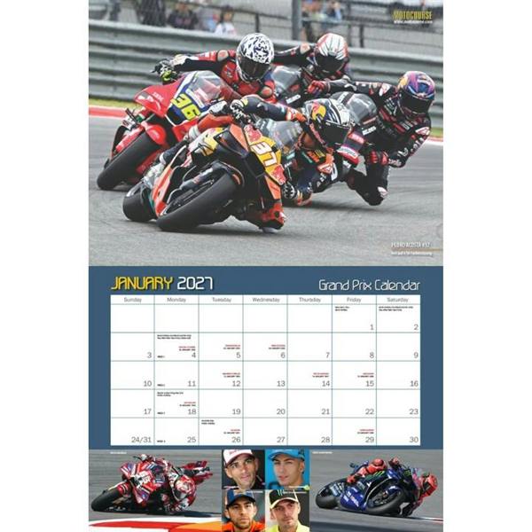 Motocourse A3 Calendar 2027, Wall Calendars, Month To View, Sports, Gift