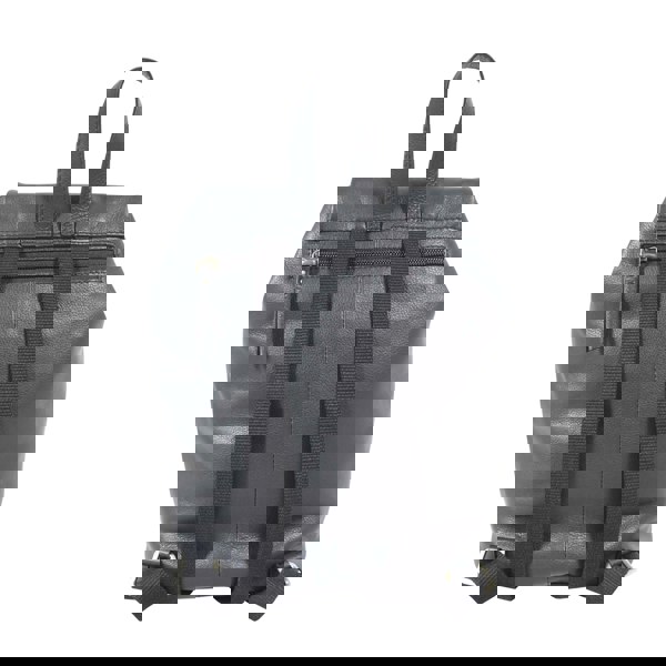 Assots London 'GRACE' Black Full Grain Leather Flap-over Backpack