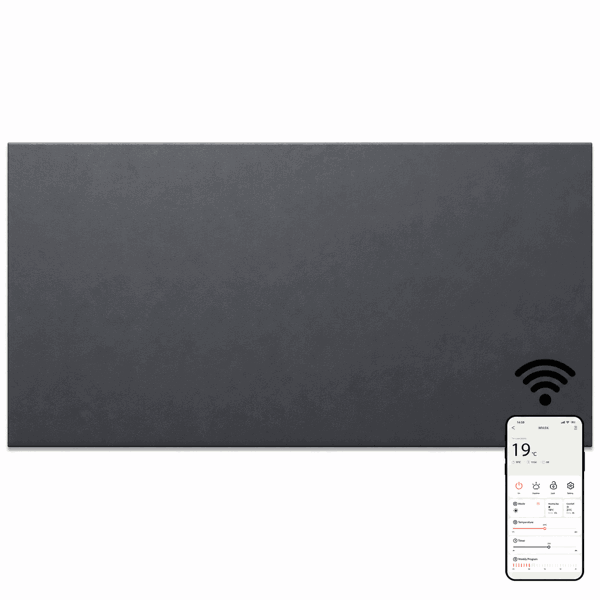 MYLEK Electric Radiator Panel Heater Grey WIFI Smart APP Eco 1500W Bathroom Safe Wall Mounted Timer Thermostat