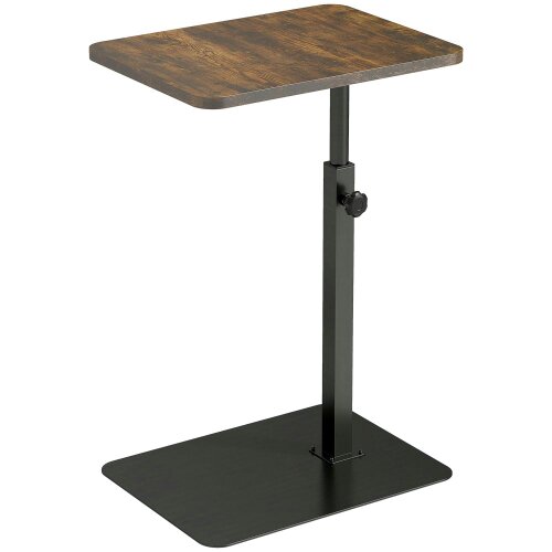 Wyld Haus Falava Metal And Wooden Rustic Brown Side Table With Adjustable Frame