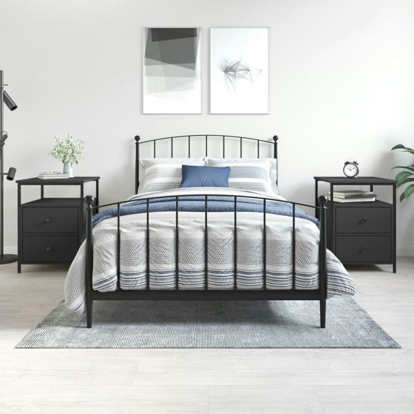 Berkfield Bedside Cabinets 2 pcs Black 44x45x60 cm Engineered Wood