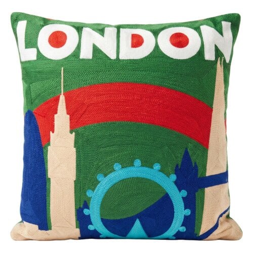 London Needlepoint Cushion – Handmade Skyline Pillow