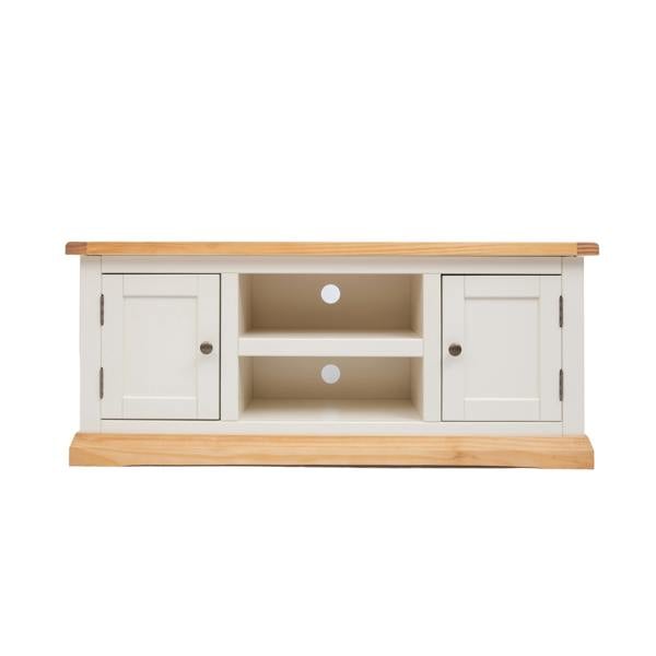 Trevi Off White 2 Door TV Cabinet Brass Knob