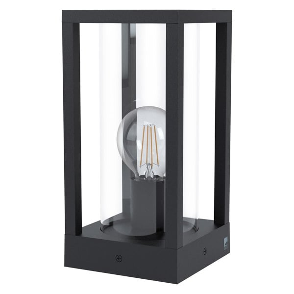 IP44 Outdoor Bollard Light Black Cast Aluminium Box 1 x 40W E27 Bulb Lamp Post Loops