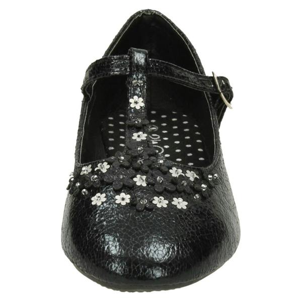 Spot On Girls Spot On Flat T-Bar Flower Trim Shoes