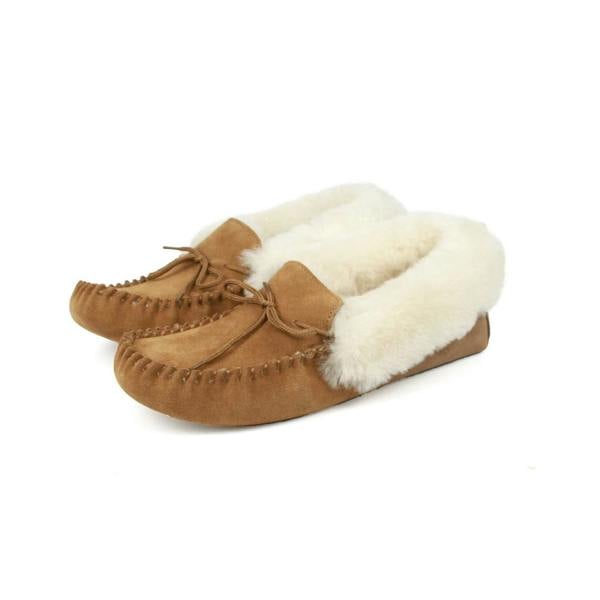 Eastern Counties Leather Womens Sophie Sheepskin Moccasin Slippers - Chestnut