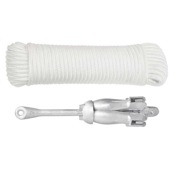 Berkfield Folding Anchor with Rope Silver 3.2 kg Malleable Iron