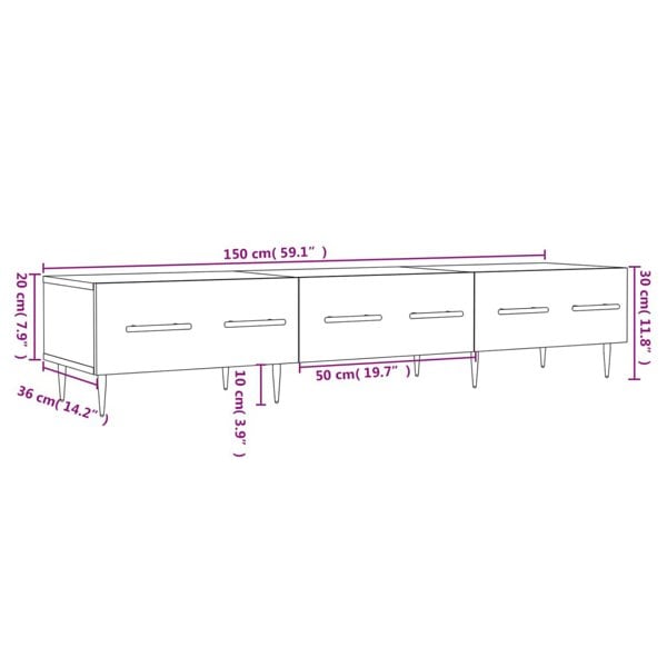 Berkfield TV Cabinet Sonoma Oak 150x36x30 cm Engineered Wood