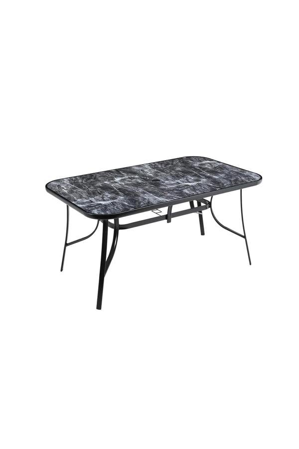 Living and Home Rectangle Garden Tempered Glass Table with 4 PE Rattan Chairs