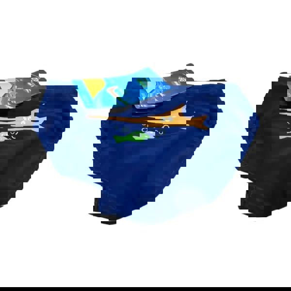 Zoggs Junior Wave Racer Trunks with navy blue swim diaper, colorful fish and bubbles