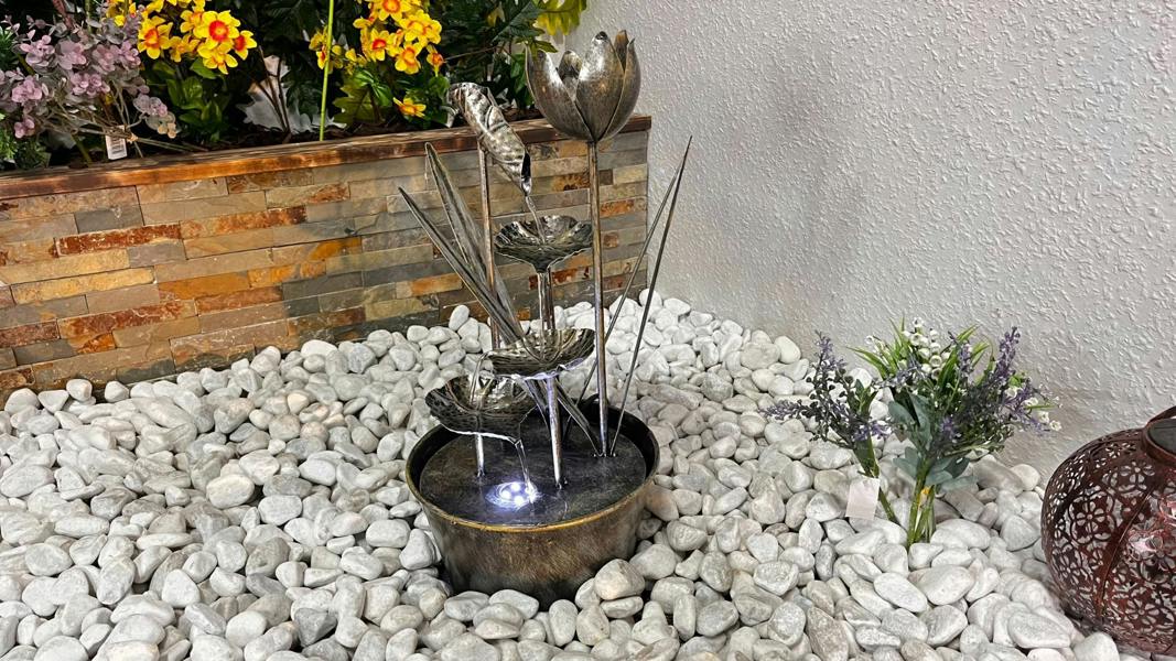 Tranquillity Water Features Small Flower Modern Metal Water Feature