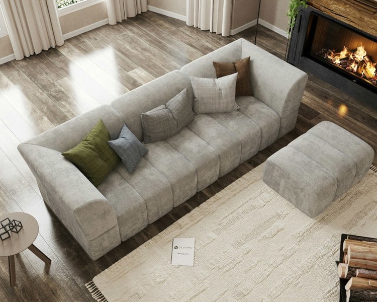 DS Living Lena 3 Seater Fabric Sofa - Cream