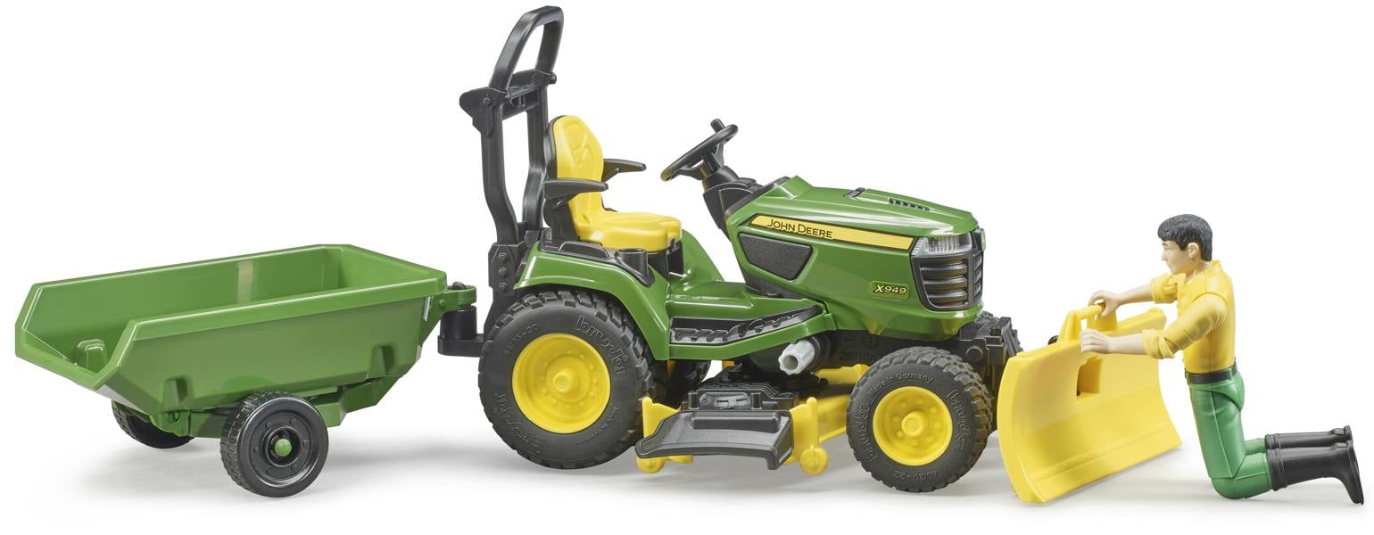 Bruder bworld John Deere Lawn tractor with trailer and gardener Farm Tractor Model