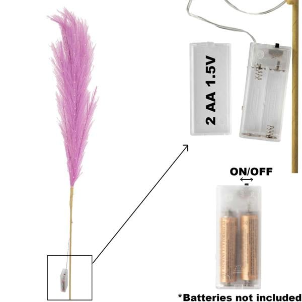 1cm Pink Prelit Pampas Grass Warm White LED Battery-Operated Artificial Decoration image 3
