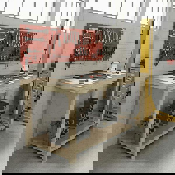 Arbor Garden Solutions Wooden Workbench Eucalyptus Hardwood Top Depth-3ft