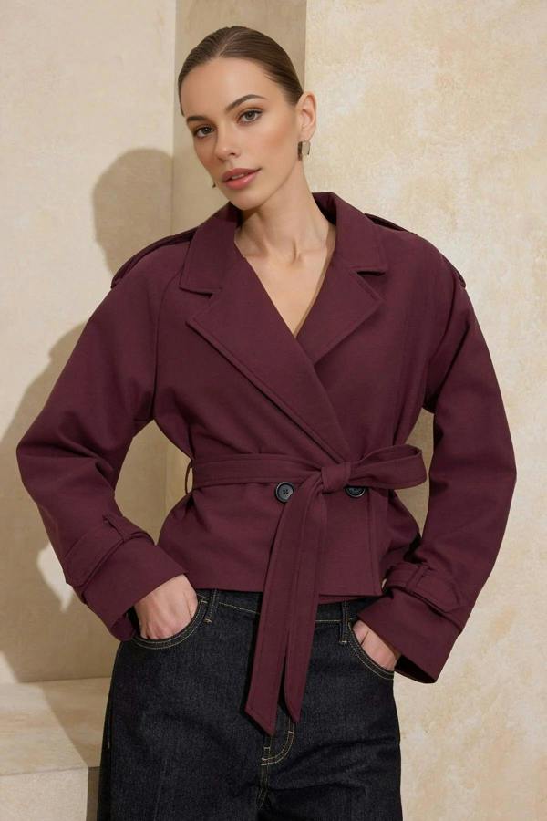 WOVCOR Woven Crop Blazer Jacket