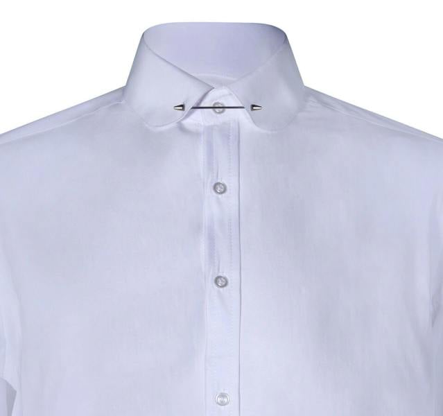 TruClothing Mens Club Collar White Shirt 1920s Peaky Blinders With Bar Poplin Pin Smart