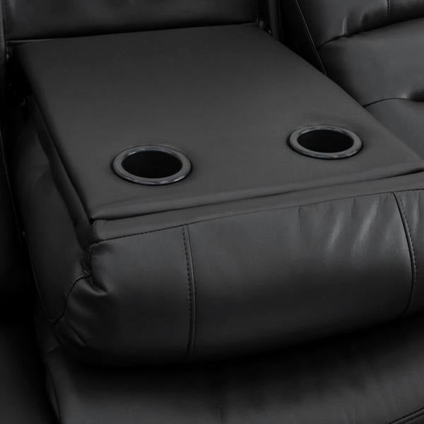 Furnishings For Less Arlo Leather Like 3 Seater Electric Reclining Sofa With USB + Drinks Tray
