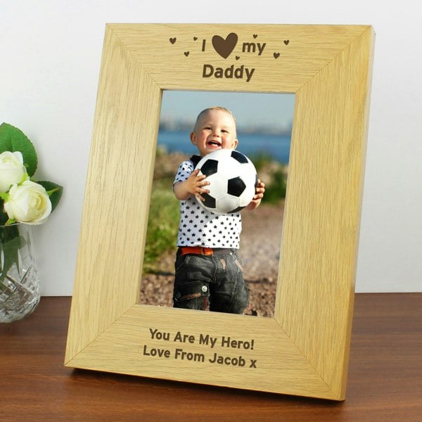 Personalised Memento Company Personalised Oak Finish 6x4 I Heart My Photo Frame