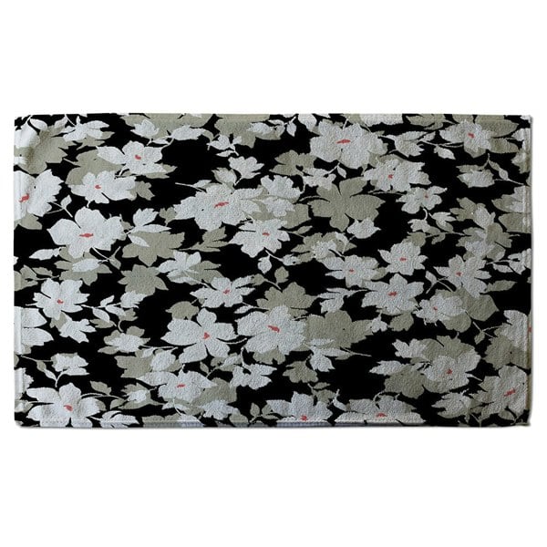 Benjamin Tate Design Grey, White & Black Flowers (Bath Towel)