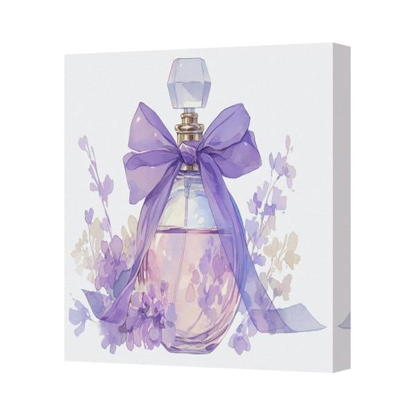 Benjamin Tate Design Lavender Perfume Bottle Canvas Art Print With Purple Bow