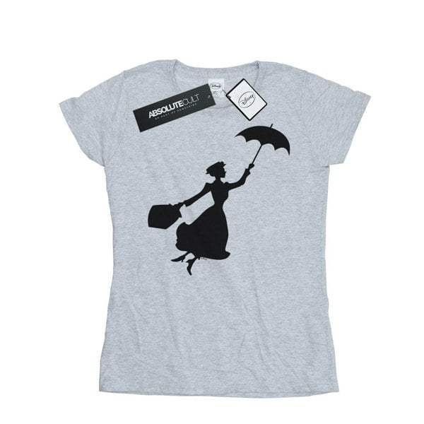 Disney Womens/Ladies Mary Poppins Flying Silhouette Cotton T-Shirt - Sports Grey