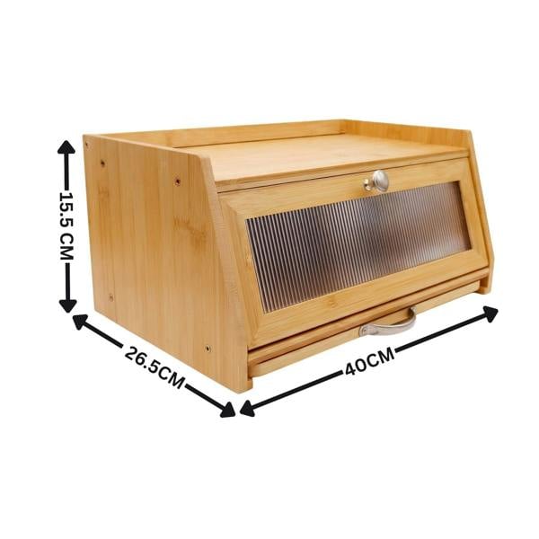Maison des Cadeaux Bamboo Bread Box with Slide-Out Chopping Board