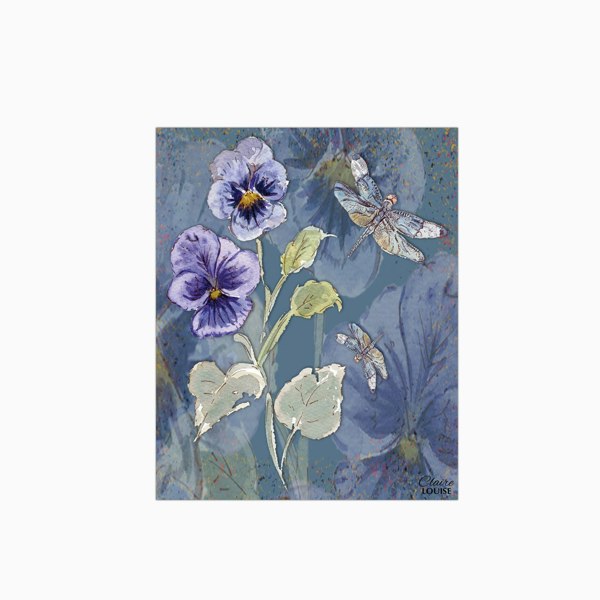 Claire Louise - Designer Powder Bloom Pansies Glass Kitchen Splashback