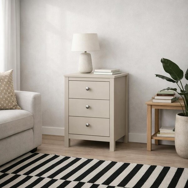 Wyld Haus Gossmere Natural Cashmere Bedside Table 3 Drawers