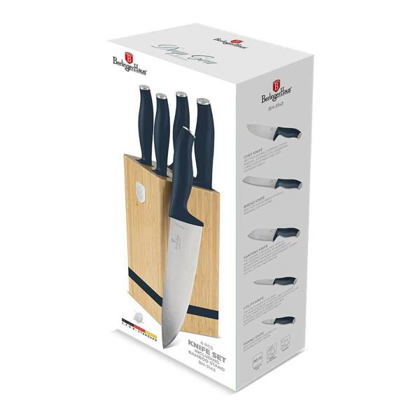 Berlinger Haus 6 Piece Knife Set with Bamboo Stand Matt Blue BH3143