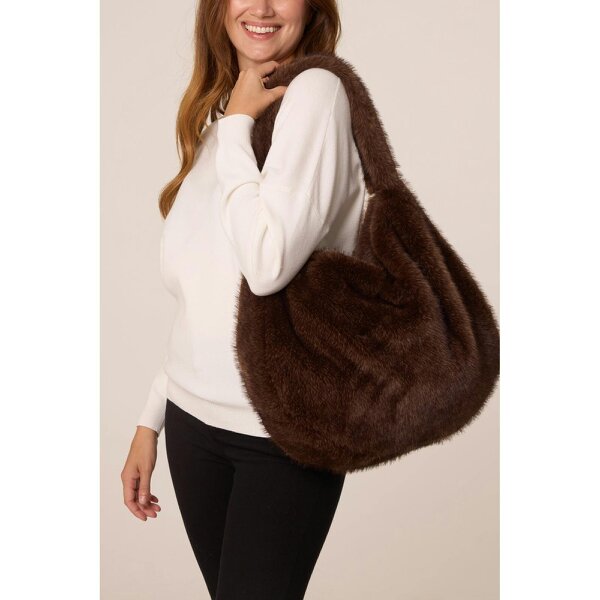 Blue Vanilla Faux Fur Slouch Bag