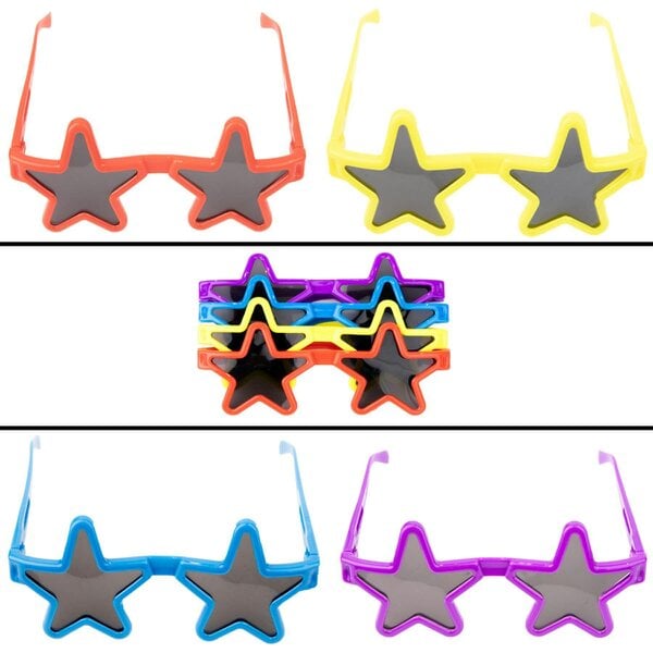 Shatchi 12 Pack Kids Star Shape Glasses for Party Bags, Loot Fills, Christmas Stockings and Photo Props