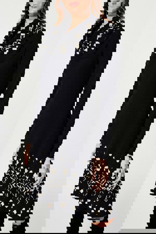 Black | Printed Knit Skater Dress