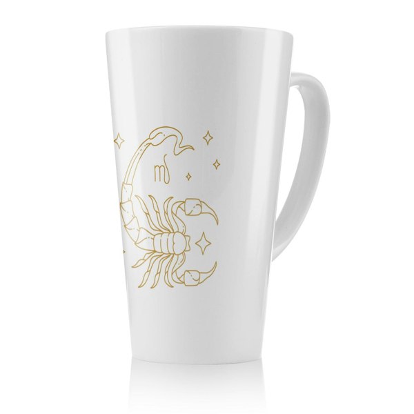 Benjamin Tate Design Zodiac Scorpio Horoscope In Gold & White Dining Latte Mug