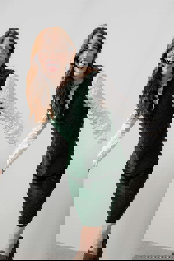 Belle Stretch Cotton Jumbo Cord Dress Pine Green | Lily and Me Clothing